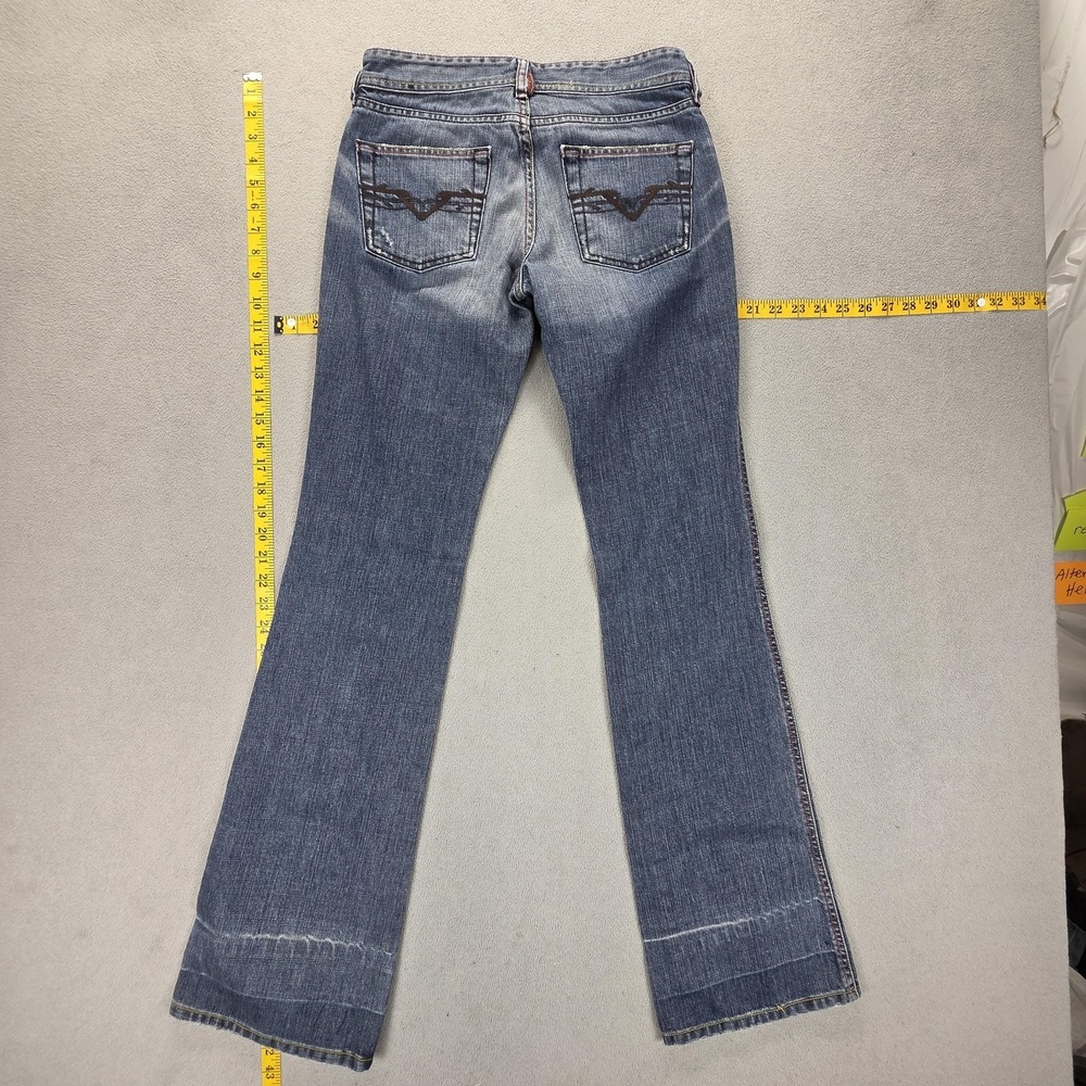 Diesel Jeans Womens 26x34 Blue Medium Wash Slim Bootcut Embroidered Italy - Picture 2 of 16